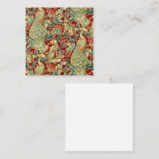 William Morris Red Pattern Forest Vierkante Visitekaartje (Voorkant / Achterkant)