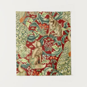 William Morris Red Pattern Forest Wandkleed