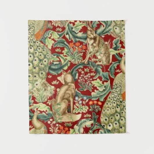 William Morris Red Pattern Forest Wandkleed (Voorkant)