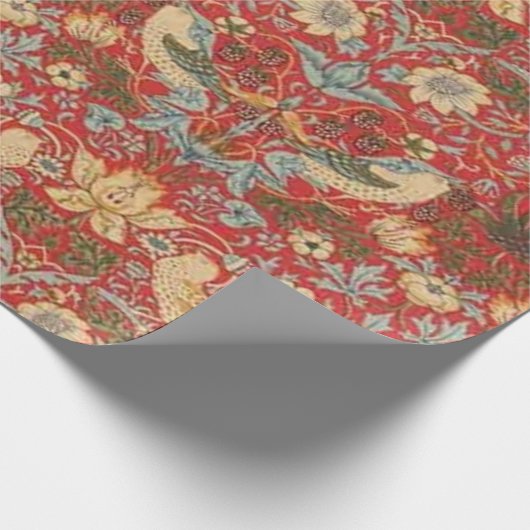 William Morris Red Strawberry Thief Cadeaupapier (Hoek)