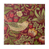 William Morris Red Strawberry Thief Ceramic Tegel Tegeltje (Voorkant)