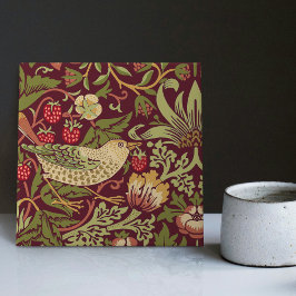 William Morris Red Strawberry Thief Ceramic Tegel Tegeltje
