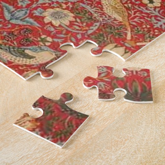 William Morris Red Strawberry Thief Legpuzzel (Zijkant)