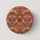 William Morris Red Strawberry Thief Ronde Button 5,7 Cm (Voorkant)