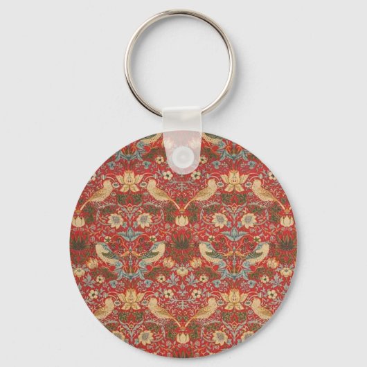 William Morris Red Strawberry Thief Sleutelhanger (Voorkant)