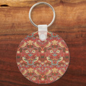 William Morris Red Strawberry Thief Sleutelhanger (Voorkant)