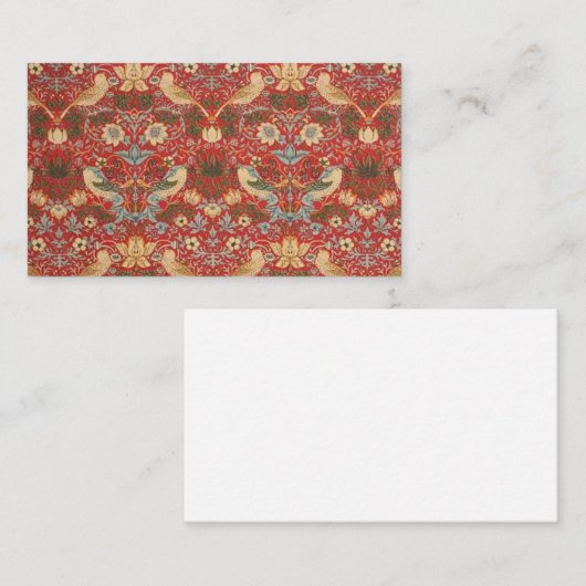 William Morris Red Strawberry Thief Visitekaartje (Voorkant / Achterkant)