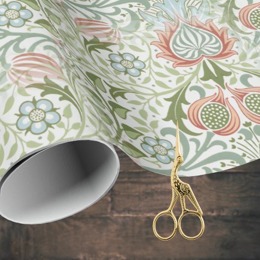 William Morris remixte groene rode Perzische bloem Cadeaupapier