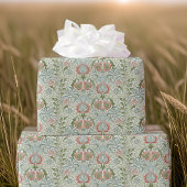 William Morris remixte groene rode Perzische bloem Cadeaupapier