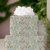 William Morris remixte groene rode Perzische bloem Cadeaupapier