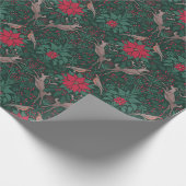 William Morris Rendier Kerst Damast Cadeaupapier (Hoek)