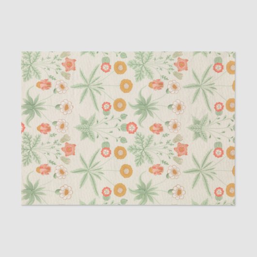 William Morris Retro Bloemenpatroon Tissuepapier (Voorkant)