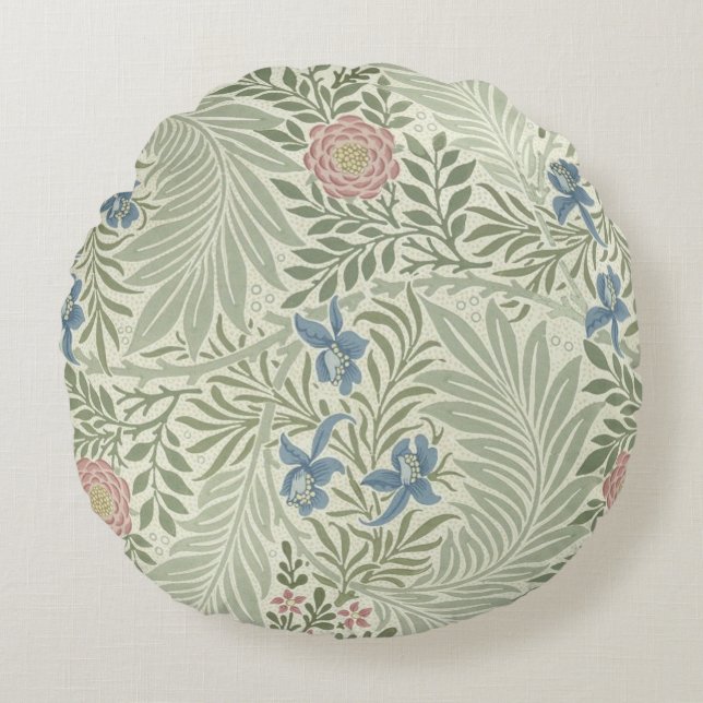 William Morris Ridderspoor Bloem Behang Rond Kussen (Voorkant)
