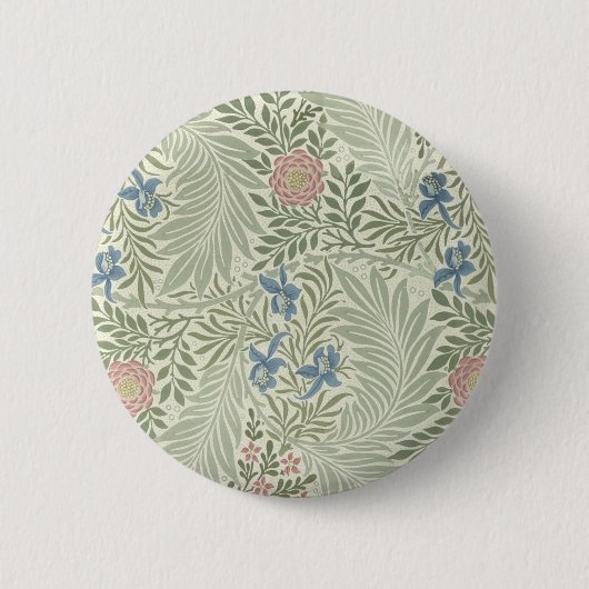 William Morris Ridderspoor Bloem Behang Ronde Button 5,7 Cm (Voorkant)