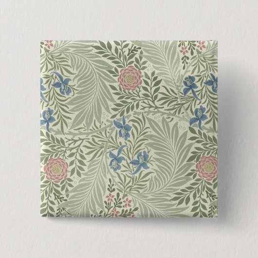 William Morris Ridderspoor Bloem Behang Vierkante Button 5,1 Cm (Voorkant)
