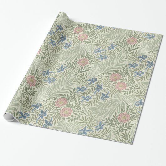 William Morris Ridderspoor Bloemig Behang Cadeaupapier (Uitgerold)