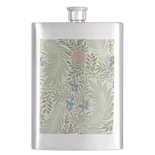 William Morris Ridderspoor Bloemig Behang Heupfles (Voorkant)