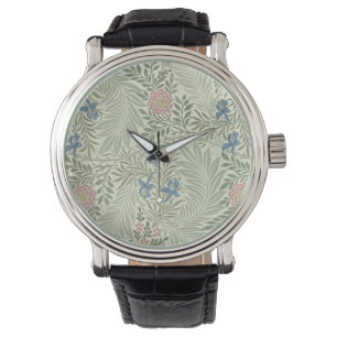 William Morris Ridderspoor Bloemig Behang Horloge