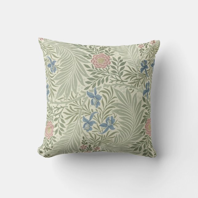 William Morris Ridderspoor Bloemig Behang Kussen (Voorkant)