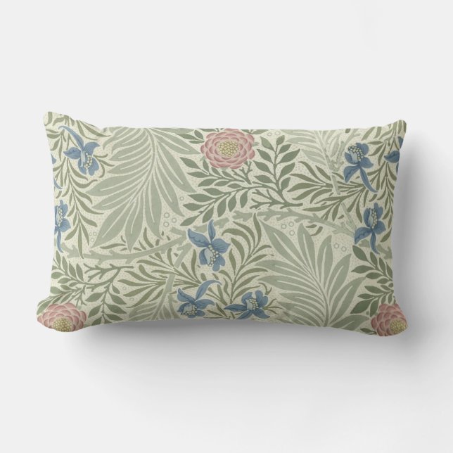 William Morris Ridderspoor Bloemig Behang Kussen (Voorkant)