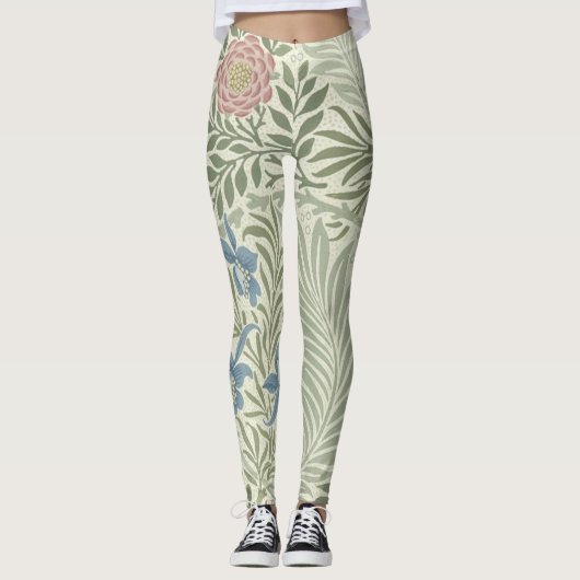 William Morris Ridderspoor Bloemig Behang Leggings (Voorkant)