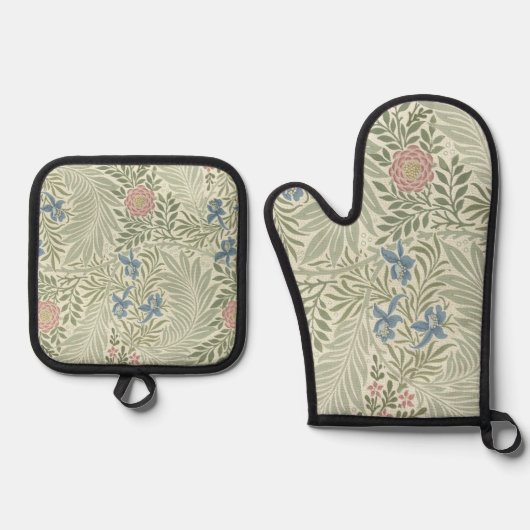 William Morris Ridderspoor Bloemig Behang Ovenwant & Pannenlap Set (Voorkant)