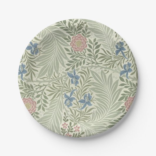 William Morris Ridderspoor Bloemig Behang Papieren Bordje (Voorkant)
