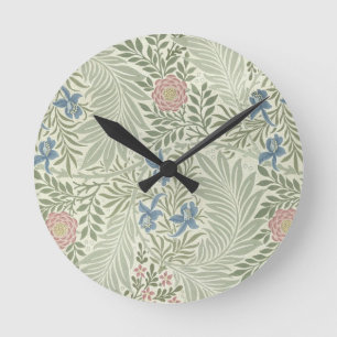 William Morris Ridderspoor Bloemig Behang Ronde Klok