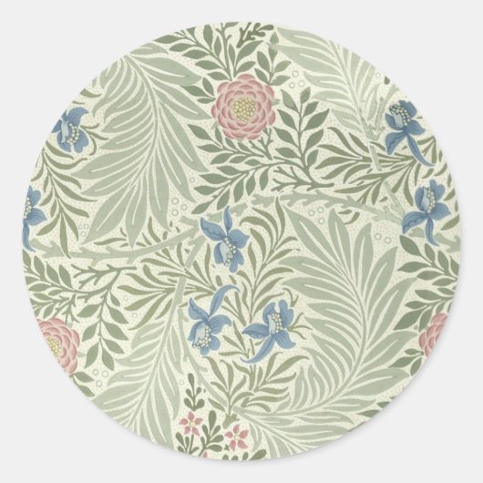 William Morris Ridderspoor Bloemig Behang Ronde Sticker (Voorkant)