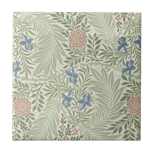 William Morris Ridderspoor Bloemig Behang Tegeltje (Voorkant)