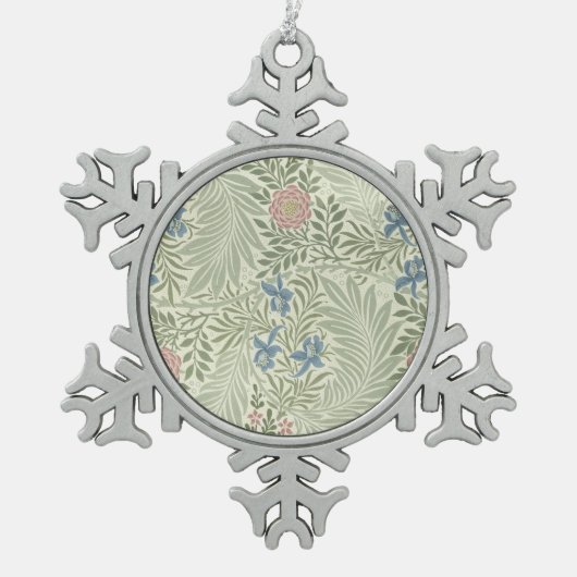 William Morris Ridderspoor Bloemig Behang Tin Sneeuwvlok Ornament (Voorkant)