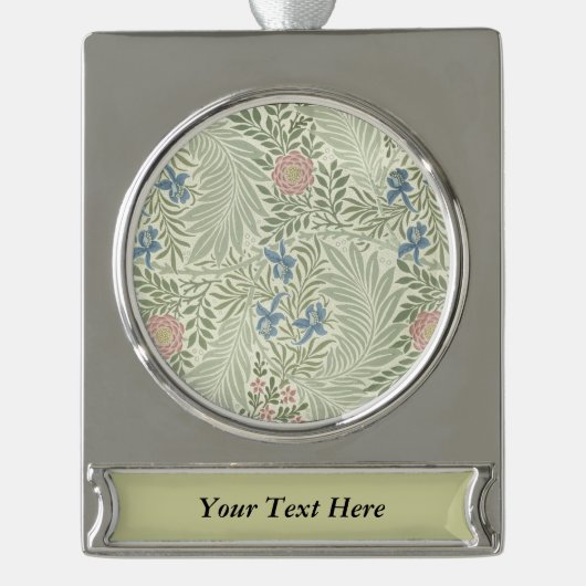 William Morris Ridderspoor Bloemig Behang Verzilverd Banner Ornament (Voorkant)