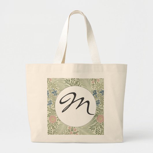 William Morris Ridderspoor Bloemig Behangpatroon Grote Tote Bag (Voorkant)
