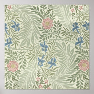 William Morris Ridderspoor Bloemig Behangpatroon Poster