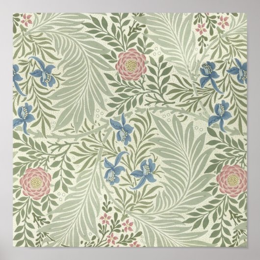 William Morris Ridderspoor Bloemig Behangpatroon Poster (Voorkant)