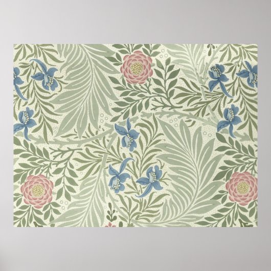 William Morris Ridderspoor Bloemig Behangpatroon Poster (Voorkant)