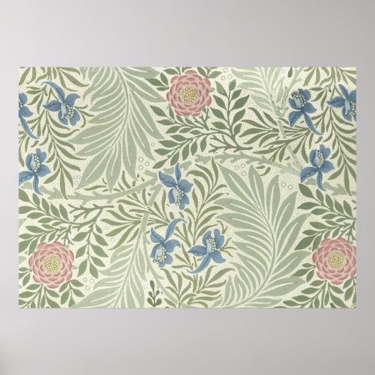 William Morris Ridderspoor Bloemig Behangpatroon Poster (Voorkant)