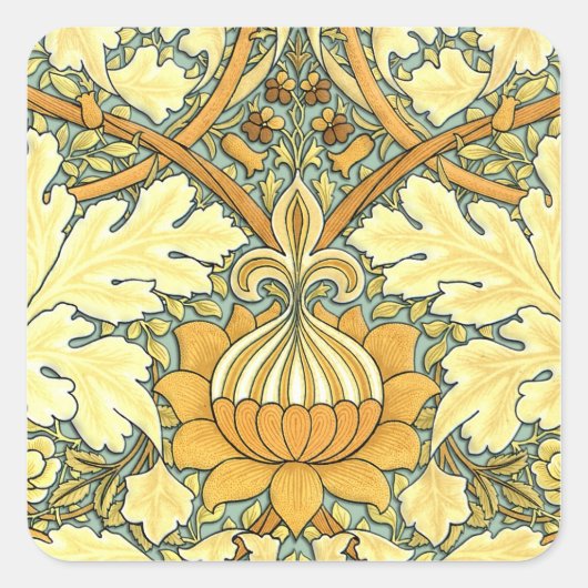 William Morris rijk bloempatroon Vierkante Sticker (Voorkant)