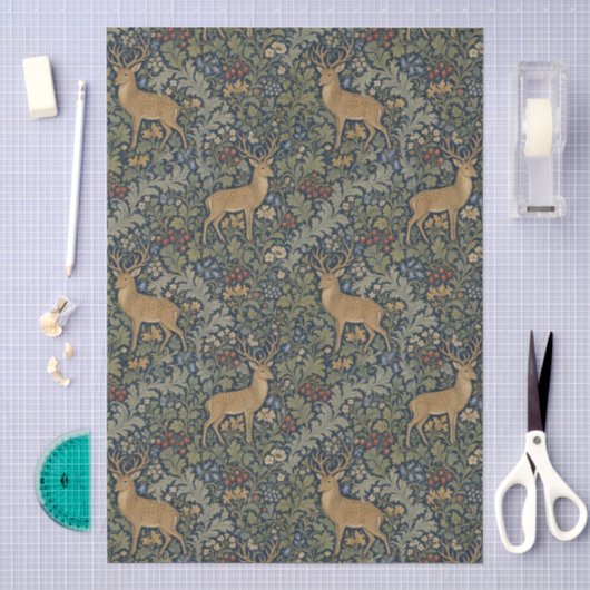 William Morris Rode Bessen & Herten Patroon Tissuepapier (Craft)