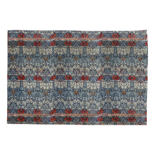 William Morris Rode Bloemen Tulp en Roos Kussensloop (Achterkant-Links)