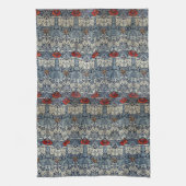 William Morris Rode Bloemen Tulp en Roos Theedoek (Verticaal)