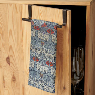 William Morris  Rode Bloemen Tulp en Roos Theedoek