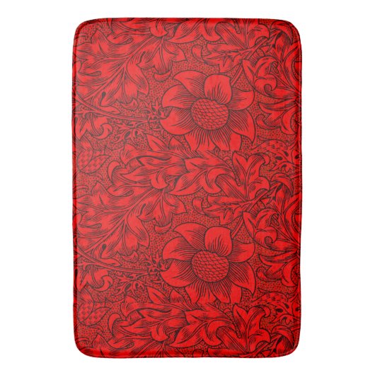 William Morris  rood bloemmotief Badmat (Voorkant Verticaal)