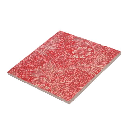 William Morris, rood, bloempatroon, art nouveau, c Tegeltje (Zijkant)