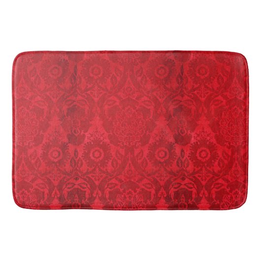 William Morris  rood gestempeld fluwelen patroon Badmat (Voorkant)