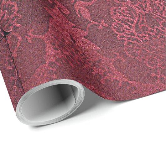 William Morris  rood gestempeld fluwelen patroon Cadeaupapier (Rol Hoek)