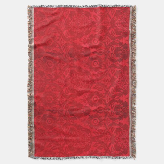 William Morris  rood gestempeld fluwelen patroon Deken (Voorkant Verticaal)