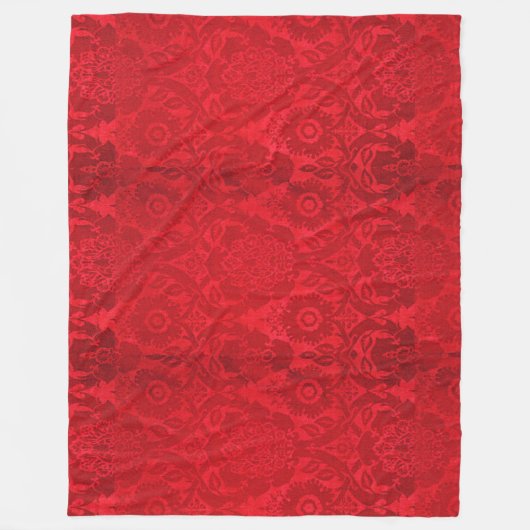 William Morris  rood gestempeld fluwelen patroon Fleece Deken (Voorkant)