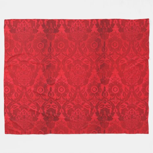 William Morris  rood gestempeld fluwelen patroon Fleece Deken (Voorkant (Horizontaal))