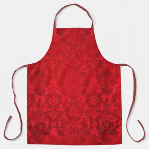 William Morris  rood gestempeld fluwelen patroon Schort